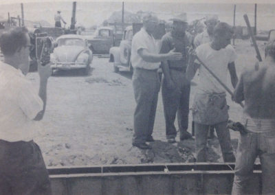 Pouring concrete at the first plant site - 1960